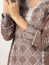 Janasya Women's Brown Pure Cotton Ethnic Motifs Printed A-line Kurta Set